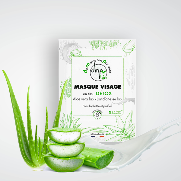 Masque visage en tissu Détox et Hydratant au Lait d'Ânesse BIO, Aloe vera BIO et Moringa - 20ml – Image 2